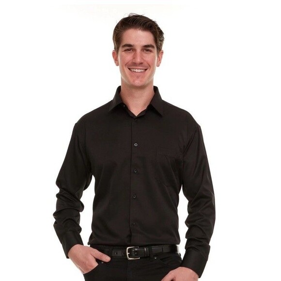 Geoffrey Beene Fitted Sateen Stretch Dress Shirt Wrinkle Free Size Medium - Picture 1 of 7